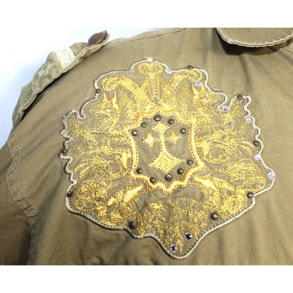 Hama Denim Y2K Military Embellished Button‎ Up Long Sleeve Shirt Mens Size XL - Picture 7 of 11